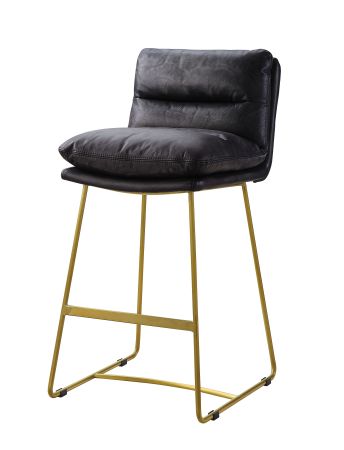 ACME Alsey Counter Height Chair Vintage Black Top Grain Leather