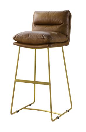 ACME Alsey Bar Chair Saddle Brown Top Grain Leather