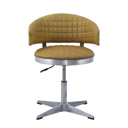 ACME Brancaster Adjustable Stool W/Swivel Turmeric Top Grain Leather & Chrome Finish