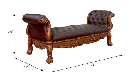 ACME Vendome Bench Cherry Synthetic Leather & Cherry Finish