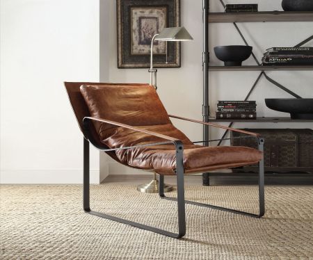 ACME Quoba Accent Chair Cocoa Top Grain Leather