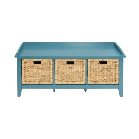 ACME Flavius Bench W/Storage Rattan & Teal Finish