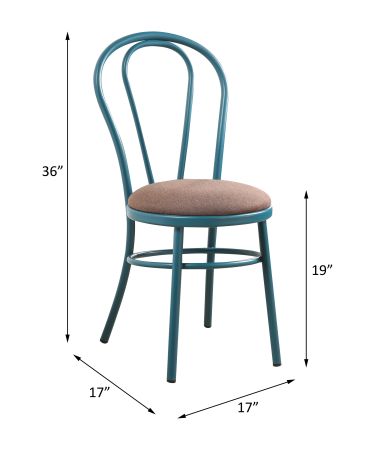 ACME Jakia Side Chair (Set-2) Latte Fabric & Teal Finish