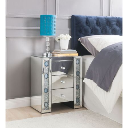 ACME Sonia Accent Table Mirrored & Faux Agate Stone Finish