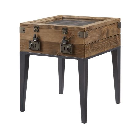 ACME Kolin Accent Table Rustic Oak & Matte Gray Finish