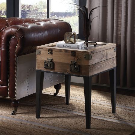 ACME Kolin Accent Table Rustic Oak & Matte Gray Finish