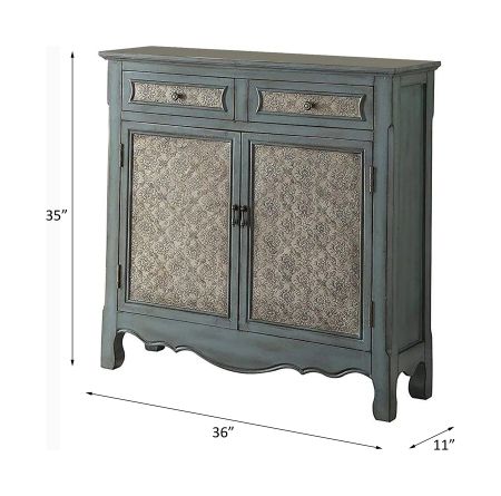 ACME Winchell Console Cabinet Antique Blue Finish