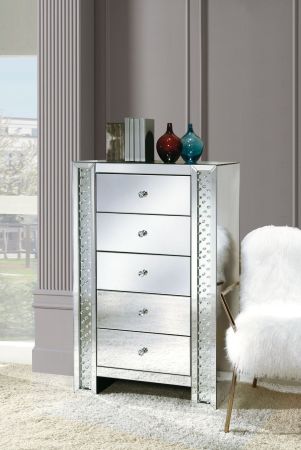 ACME Nysa Cabinet Mirrored & Faux Crystals