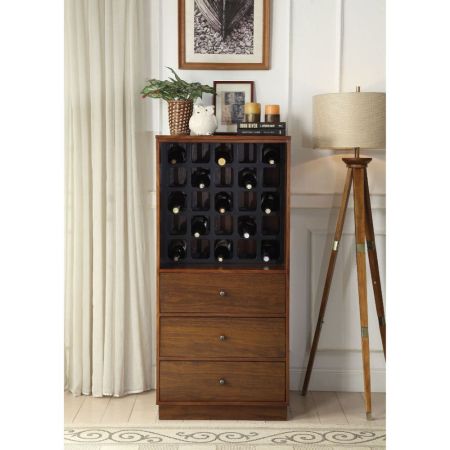 ACME Wiesta Wine Cabinet Walnut Finish