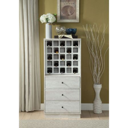 ACME Wiesta Wine Cabinet Antique White Finish