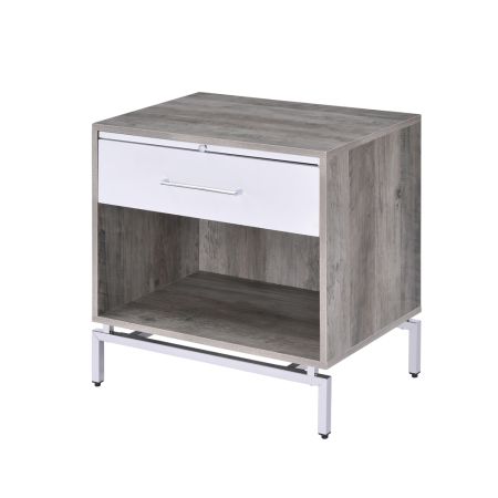 ACME Cistus Accent Table Weathered Gray Oak & White Finish