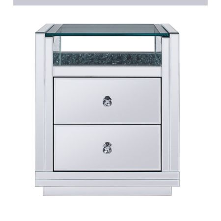 ACME Nysa Accent Table Mirrored & Faux Crystals