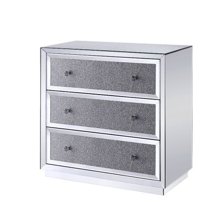 ACME Noralie Console Cabinet Mirrored & Faux Diamonds