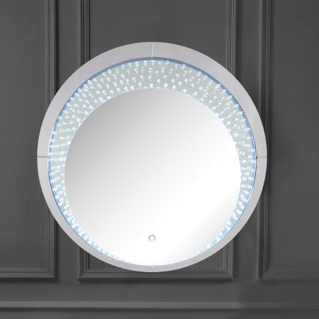 ACME Nysa Accent Mirror W/Led Mirrored & Faux Crystals