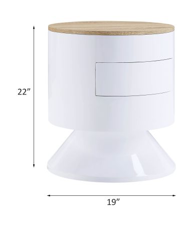 ACME Otith Accent Table White High Gloss Finish