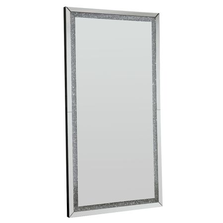 ACME Noralie Floor Mirror Led Mirrored & Faux Diamonds