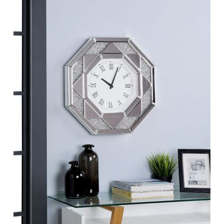 ACME Noralie Wall Clock Mirrored & Faux Diamonds