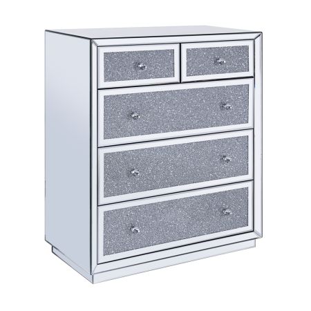 ACME Noralie Console Cabinet Mirrored & Faux Diamonds