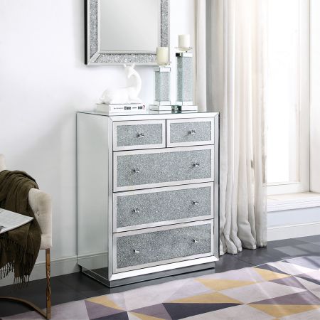 ACME Noralie Console Cabinet Mirrored & Faux Diamonds