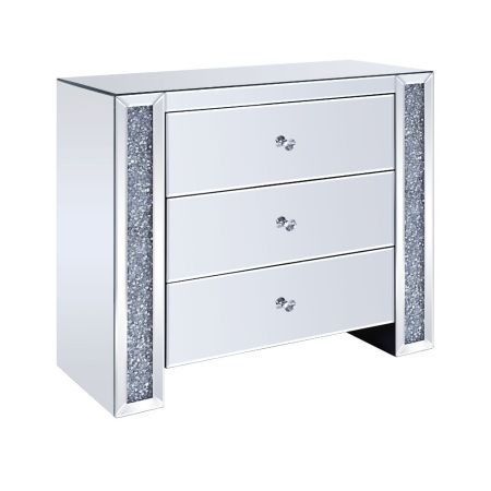 ACME Noralie Console Cabinet Mirrored & Faux Diamonds