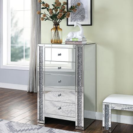 ACME Noralie Cabinet Mirrored & Faux Diamonds