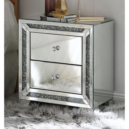 ACME Noralie Accent Table Mirrored & Faux Diamonds