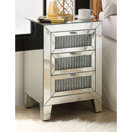 ACME Noralie Accent Table Mirrored & Faux Diamonds