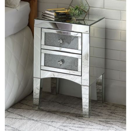 ACME Noralie Accent Table Mirrored Faux Diamonds