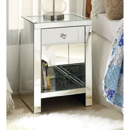 ACME Noralie Accent Table Mirrored & Faux Diamonds