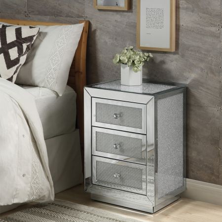 ACME Noralie Accent Table Mirrored & Faux Diamonds