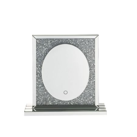 ACME Noralie Accent Mirror W/Led Mirrored & Faux Diamonds