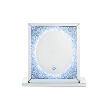 ACME Noralie Accent Mirror W/Led Mirrored & Faux Diamonds