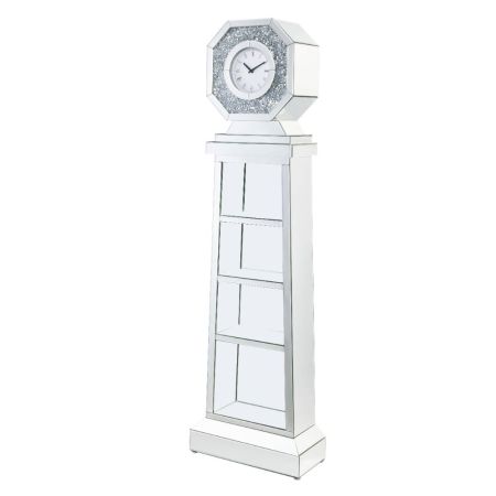 ACME Noralie Grandfather Clock Mirrored & Faux Diamonds