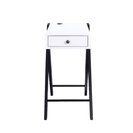 ACME Fierce Accent Table W/Usb White & Black Finish