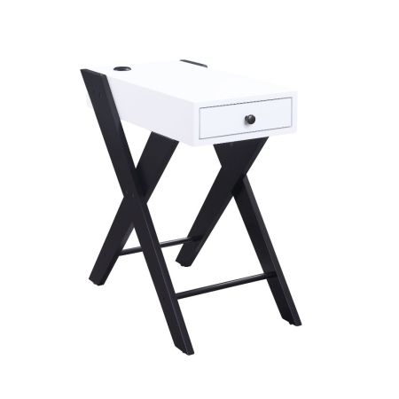 ACME Fierce Accent Table W/Usb White & Black Finish