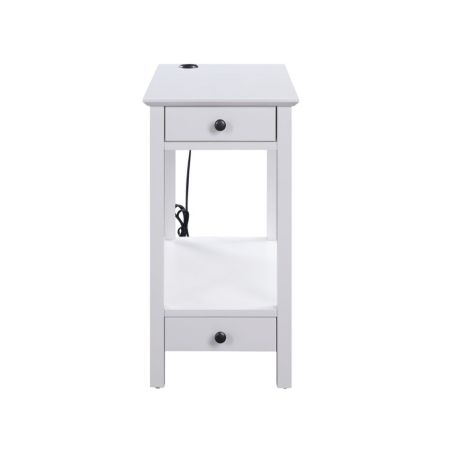 ACME Byzad Accent Table W/Usb White Finish