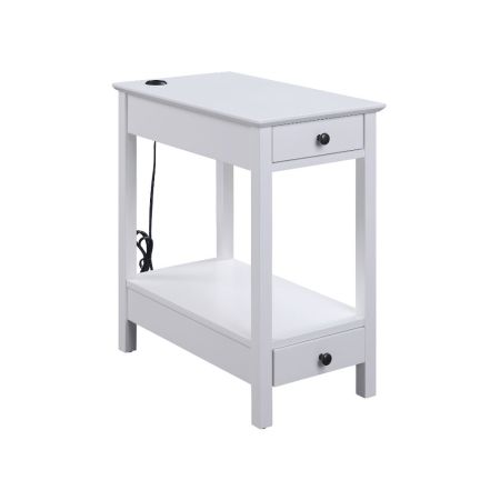 ACME Byzad Accent Table W/Usb White Finish