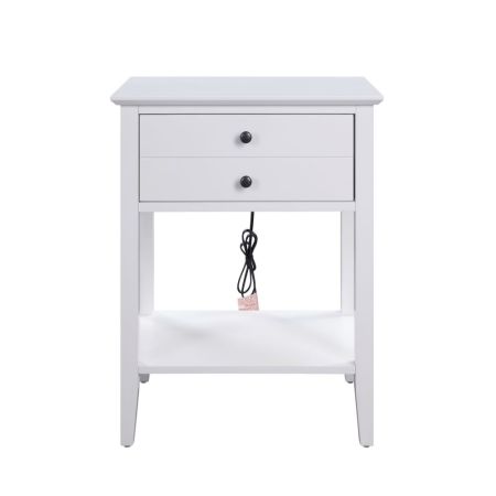 ACME Grardor Accent Table W/Usb White Finish