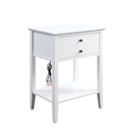 ACME Grardor Accent Table W/Usb White Finish