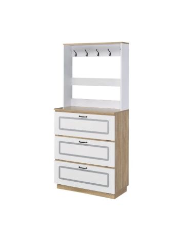 ACME Hewett Shoe Cabinet Light Oak & White Finish