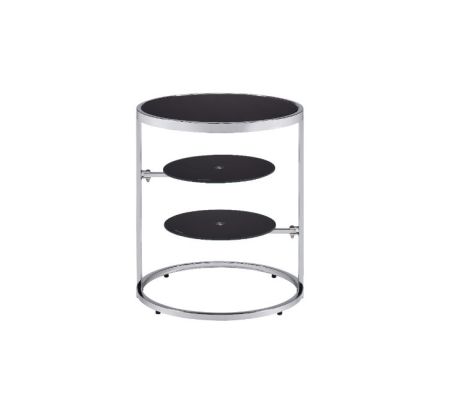 ACME Lynch Accent Table Black & Chrome Finish