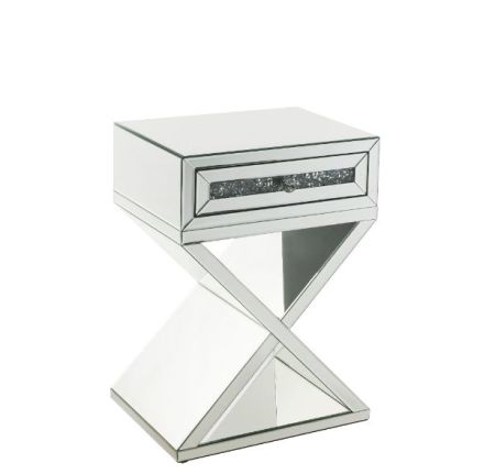 ACME Noralie Accent Table Mirrored & Faux Diamonds