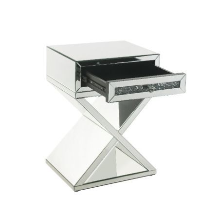 ACME Noralie Accent Table Mirrored & Faux Diamonds