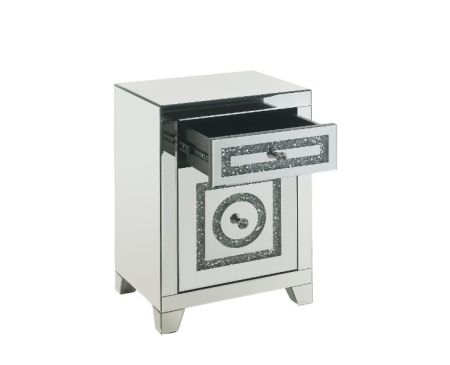 ACME Noralie Accent Table Mirrored & Faux Diamonds