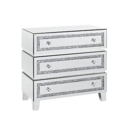 ACME Noralie Cabinet Mirrored Faux Diamonds