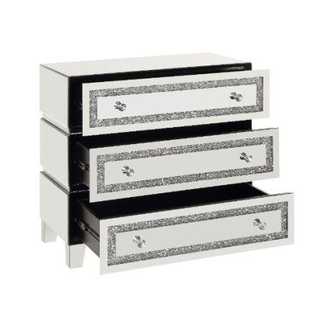 ACME Noralie Cabinet Mirrored Faux Diamonds