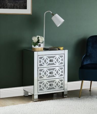 ACME Noralie Accent Table Mirrored & Faux Diamonds