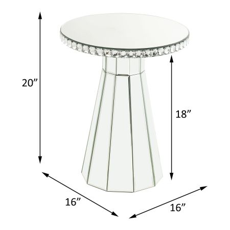 ACME Lotus Accent Table Mirrored Faux Ice Cube Crystals