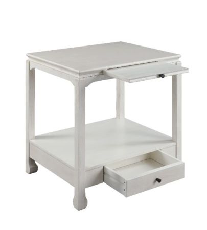 ACME Seatlas Accent Table Antique White Finish