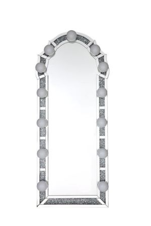 ACME Noralie Floor Mirror Mirrored & Faux Diamonds